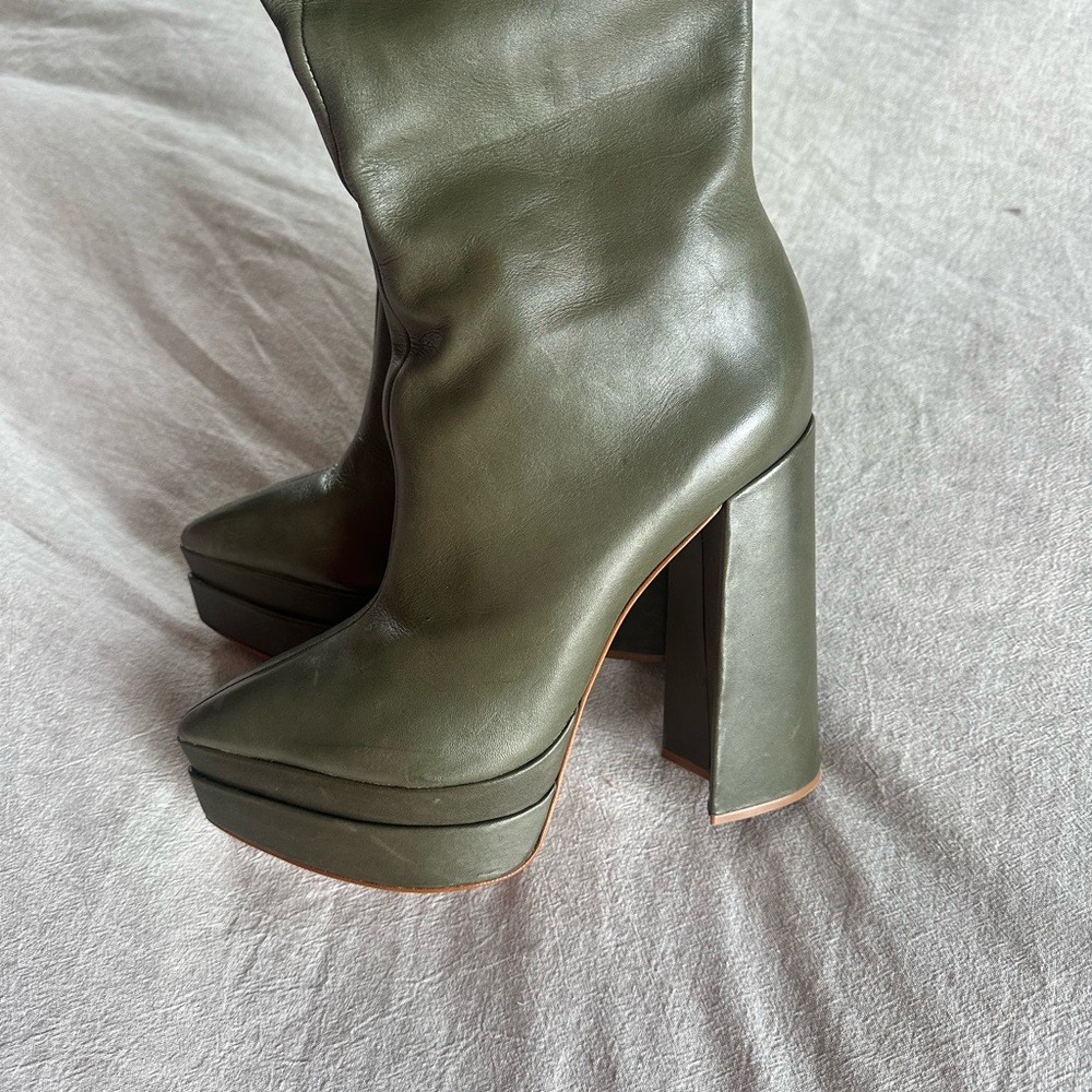SCHUTZ Olive Green Heeled Boots - Picture 4 of 8